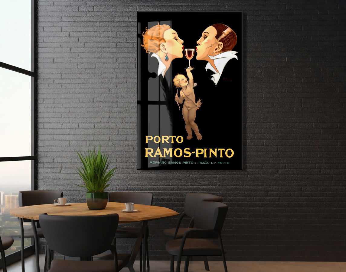 Ramos Pinto Vintage Cam Tablo | Art Deco Şarap Posteri UV Baskılı Temperli Cam Duvar Dekoru - Peony154