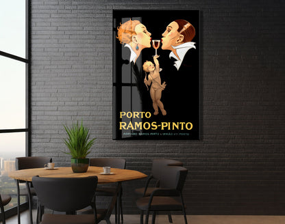 Ramos Pinto Vintage Cam Tablo | Art Deco Şarap Posteri UV Baskılı Temperli Cam Duvar Dekoru - Peony154