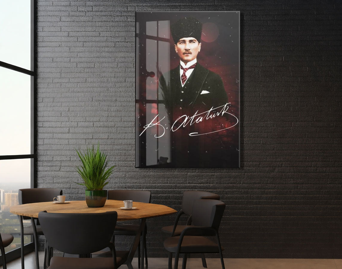 Mustafa Kemal Atatürk  | Modern Cam Tablo-PeonyAta086