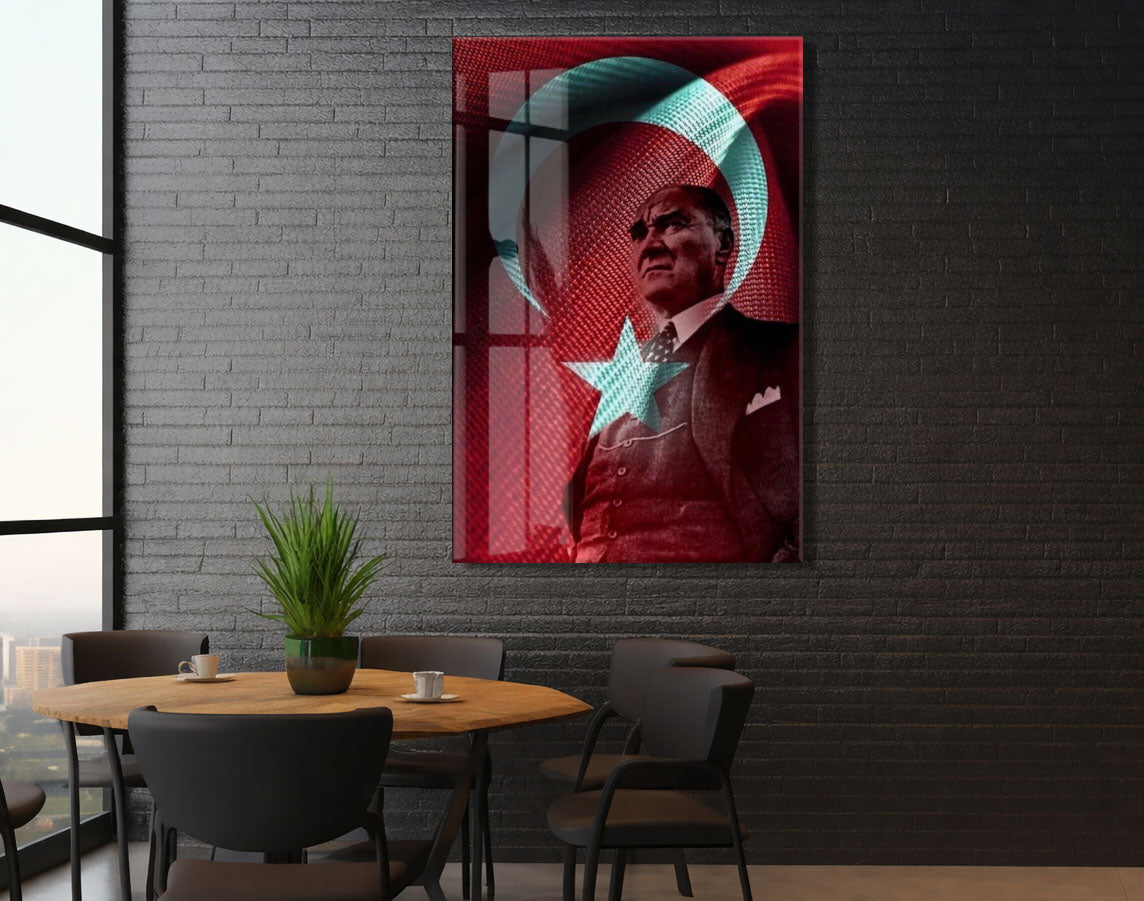 Mustafa Kemal Atatürk  | Modern Cam Tablo-PeonyAta104