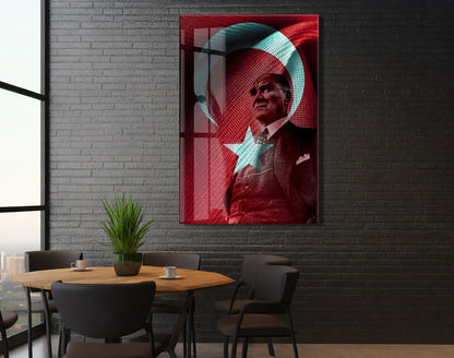Mustafa Kemal Atatürk  | Modern Cam Tablo-PeonyAta104