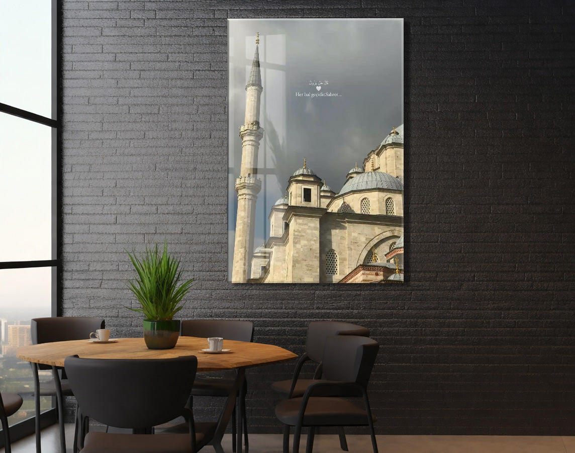 Her Hal Geçicidir Sabret Yazılı Cami Cam Tablo - PeonyDini153