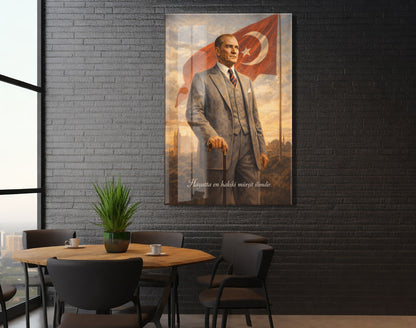Mustafa Kemal Atatürk Cam Tablo- PeonyAta002