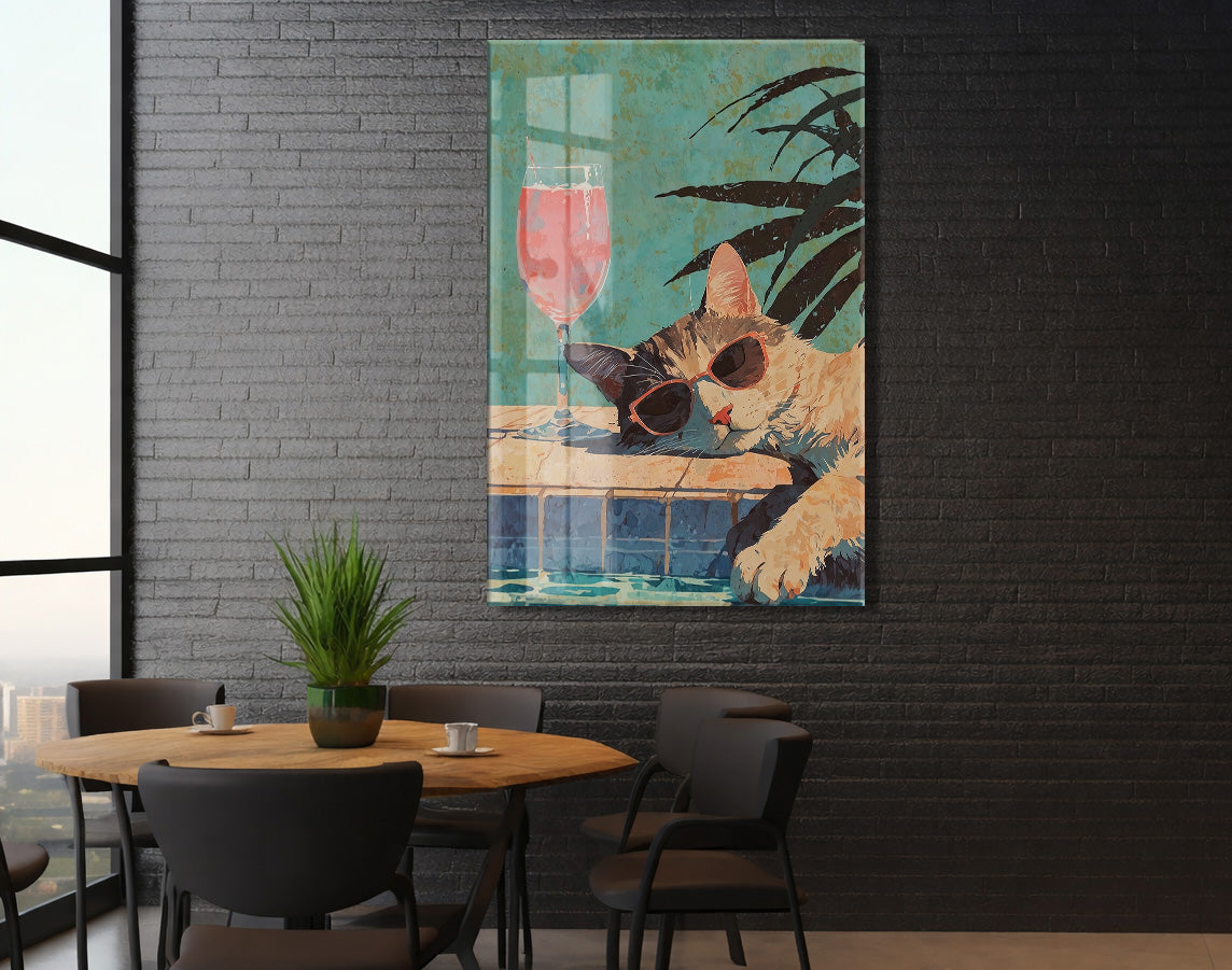 Cool Kedi İllüstrasyonu – Genç Odası ve Salon Dekoru - Peony125