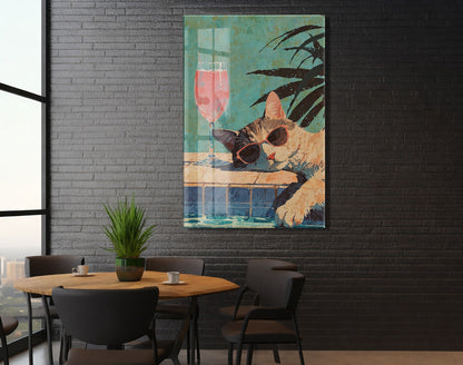 Cool Kedi İllüstrasyonu – Genç Odası ve Salon Dekoru - Peony125