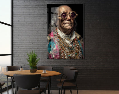 Barok Tarzı Modern Portre Cam Tablo – Altın Detaylı Sanatsal Duvar Tablosu - Peony089