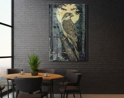 Gece Ormanında Yırtıcı Kuş Poster – Doğa ve Vahşi Yaşam Dekoru - Peony114