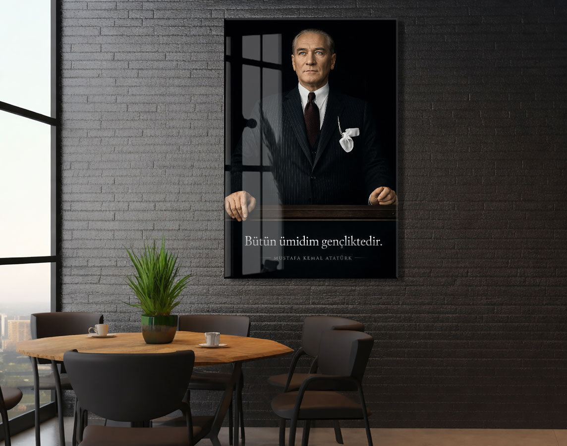 Mustafa Kemal Atatürk  | Modern Cam Tablo-PeonyAta089