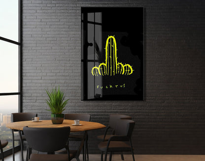 Underground Neon Kaktüs Cam Tablo – Genç Odası ve Bar Dekoru - Peony097