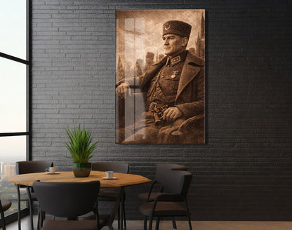 Mustafa Kemal Atatürk Cam Tablo - PeonyAta032