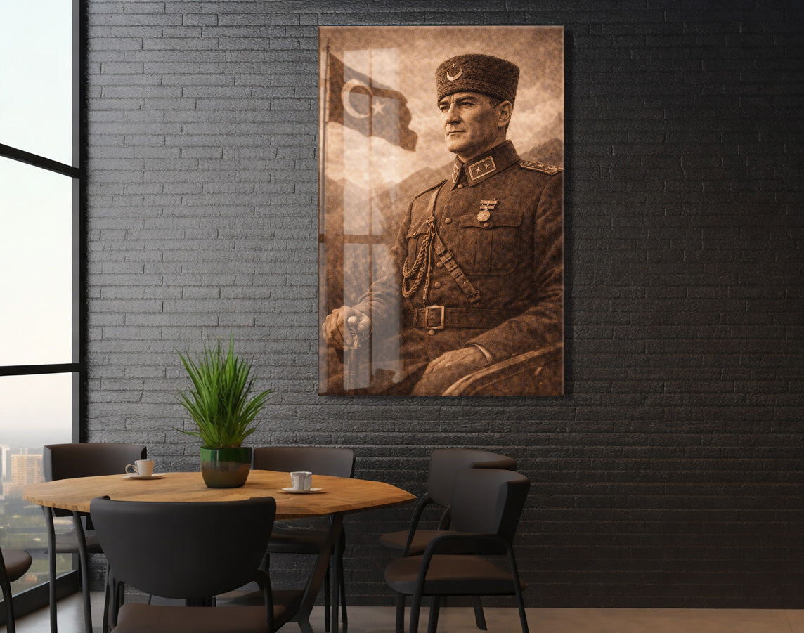 Mustafa Kemal Atatürk Cam Tablo - PeonyAta033