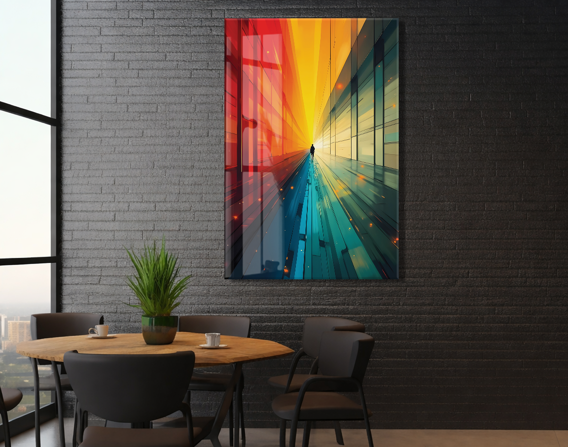 Işığa Doğru – Geleceğe Yürüyüşü Anlatan Modern Cam Tablo - Peony047