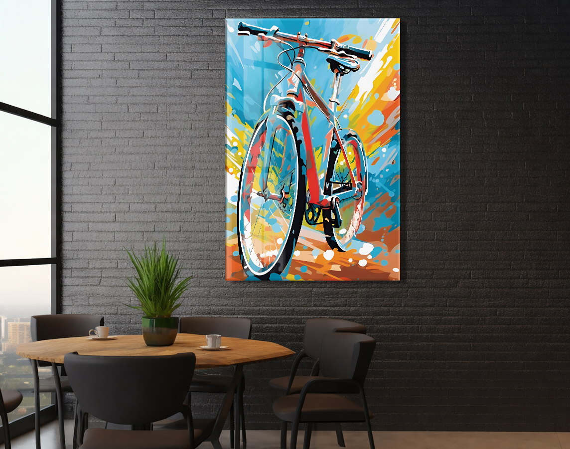 Özgürlüğe Pedal – Renkli Soyut Bisiklet Sanatı- Peony049