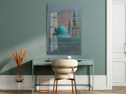 Mescid-i Nebevî ve Salavat Hat Sanatı | Manevî Medine Cam Tablo - PeonyDini120