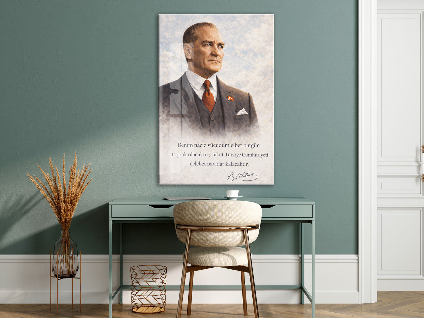 Mustafa Kemal Atatürk Cam Tablo - PeonyAta021