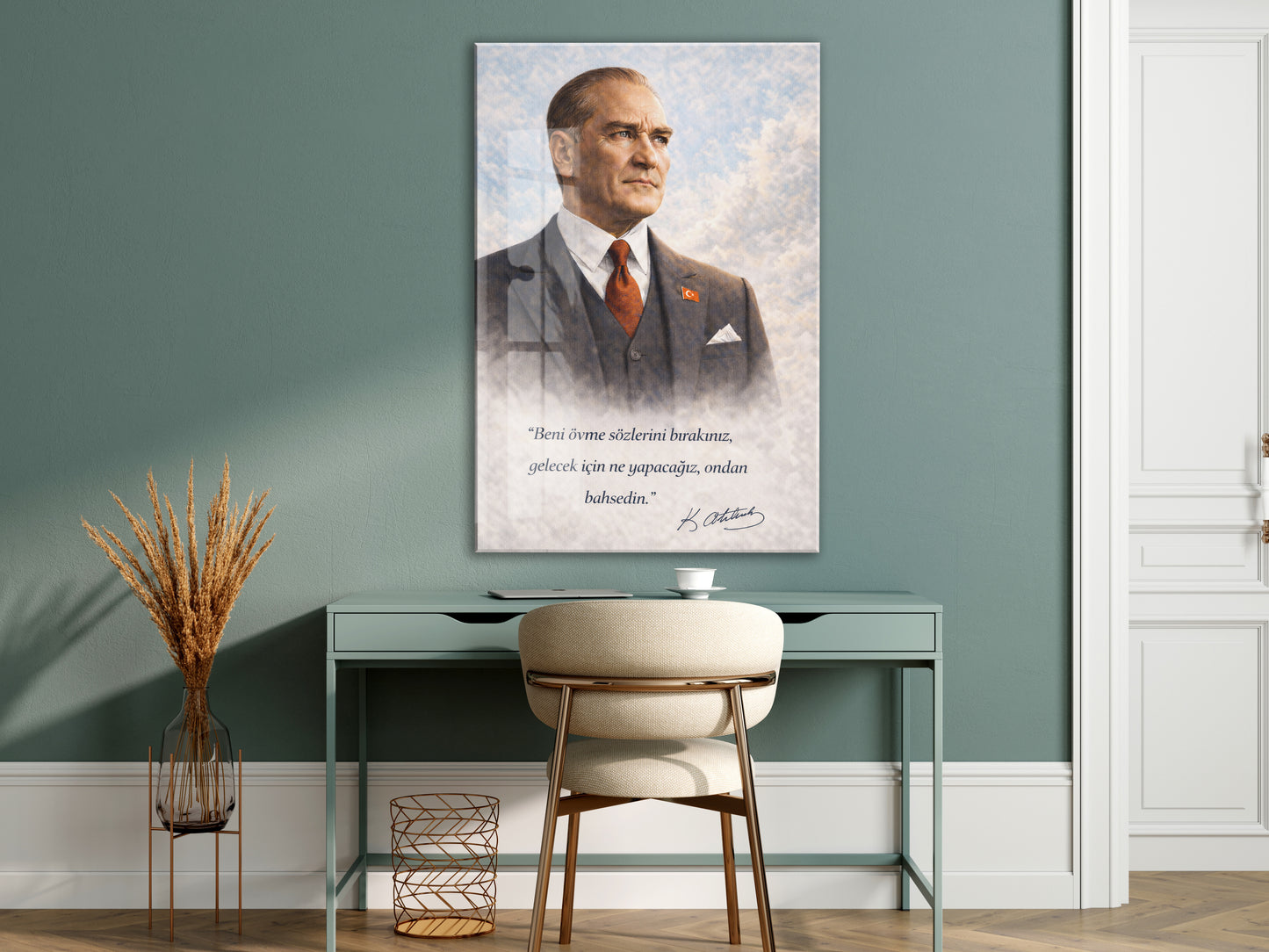 Mustafa Kemal Atatürk Cam Tablo - PeonyAta022