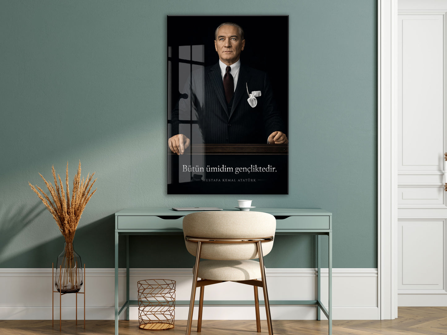 Mustafa Kemal Atatürk  | Modern Cam Tablo-PeonyAta089