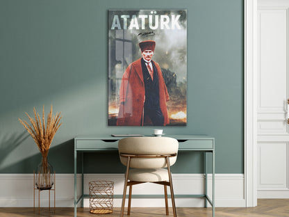 Mustafa Kemal Atatürk – Modern Poster Tarzı Cam Duvar Dekoru-PeonyAta078