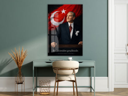 Mustafa Kemal Atatürk  | Modern Cam Tablo-PeonyAta088
