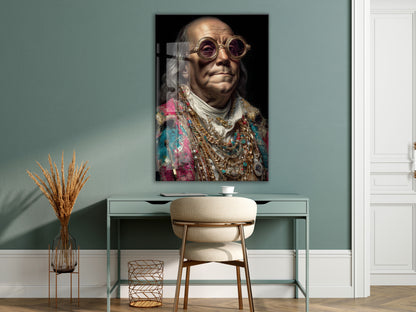 Barok Tarzı Modern Portre Cam Tablo – Altın Detaylı Sanatsal Duvar Tablosu - Peony089