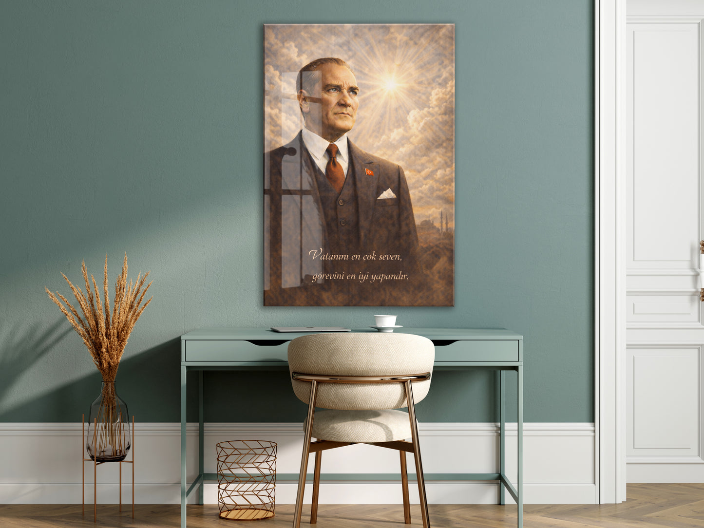 Mustafa Kemal Atatürk Cam Tablo - PeonyAta016