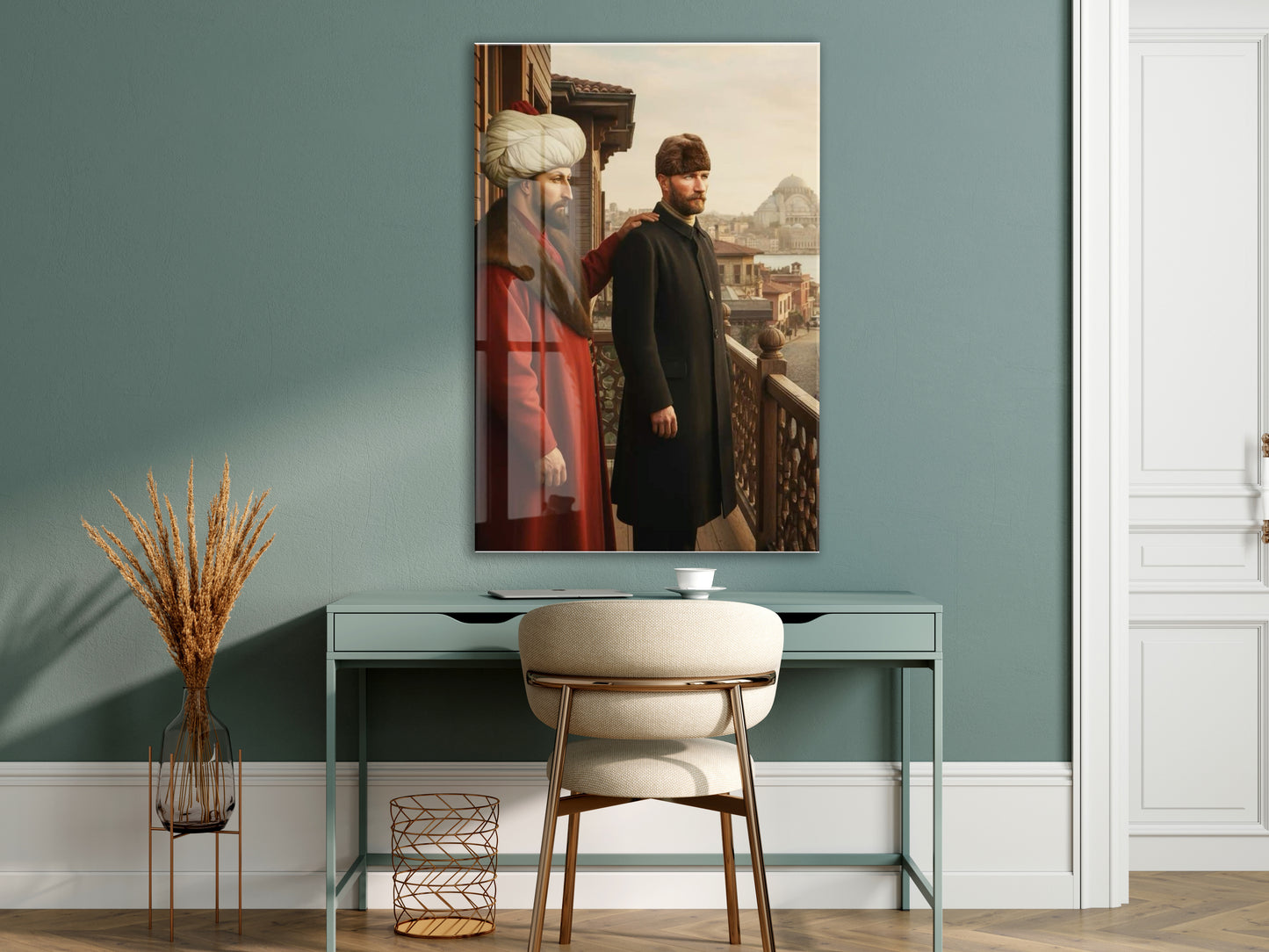 Atatürk Osmanlı’dan Cumhuriyet’e Cam Tablo – Tarihsel Geçiş ve Liderlik Temalı Cam Duvar Tablosu -PeonyAta064