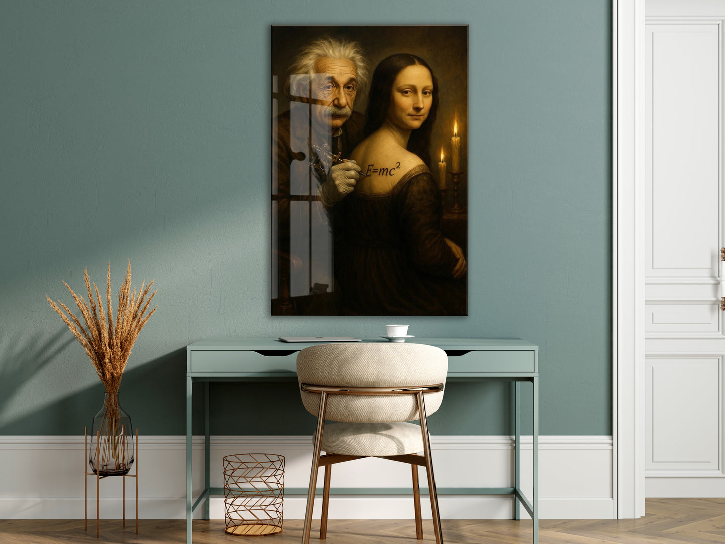 Modern Rönesans Cam Tablo – Bilimsel ve Sanatsal Duvar Dekoru - Peony090