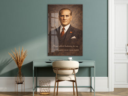 Mustafa Kemal Atatürk Cam Tablo - PeonyAta014