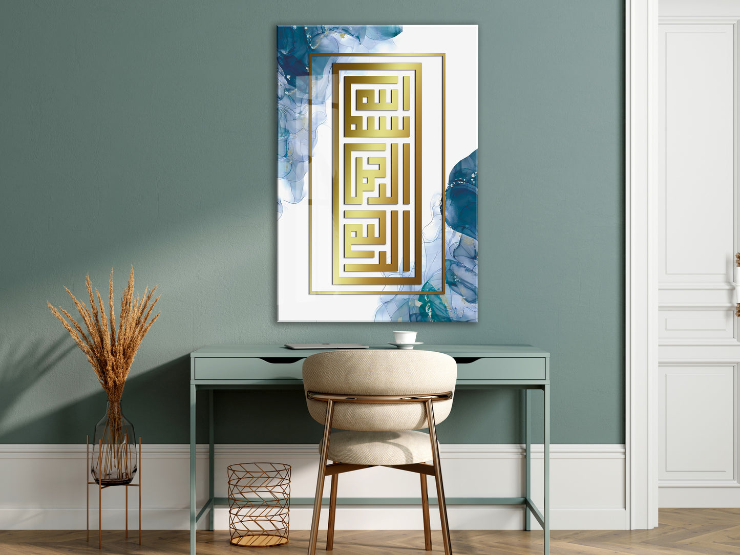 Kelime-i Şehadet Yazılı İslami Cam Tablo- PeonyDini048