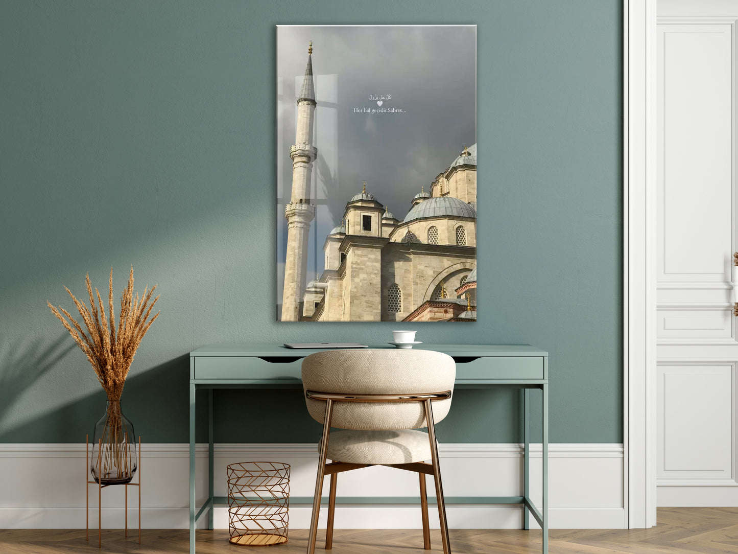 Her Hal Geçicidir Sabret Yazılı Cami Cam Tablo - PeonyDini153