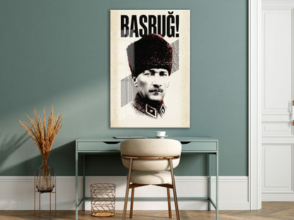 Başbuğ Mustafa Kemal Atatürk Cam Tablo – Modern Tipografik Atatürk Portre Duvar Dekoru -PeonyAta070