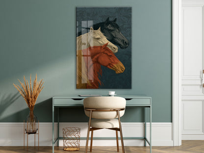 “Üç Ruh, Tek Yön” – Asaletin Atları Cam Tablo  - Peony070