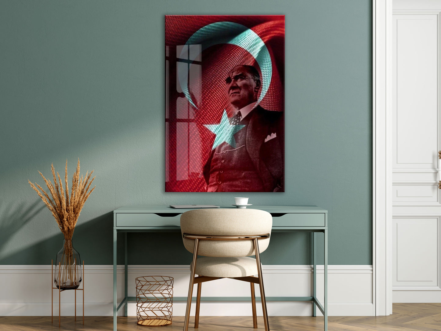 Mustafa Kemal Atatürk  | Modern Cam Tablo-PeonyAta104