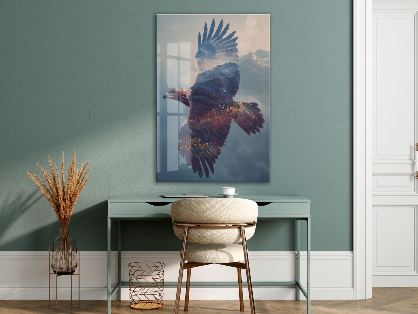 Uçan Kartal Duvar Tablosu – Dağ Manzaralı Modern Tasarım - Peony116