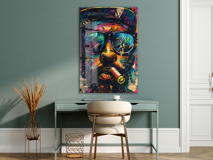 Pop Art Stilinde Renkli Maymun Portresi Cam Tablo – Modern, Cesur ve Dekoratif Duvar Sanatı - Peony029