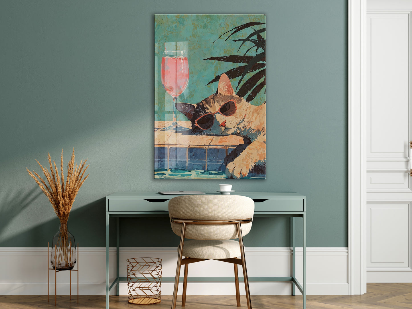 Cool Kedi İllüstrasyonu – Genç Odası ve Salon Dekoru - Peony125