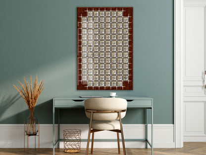 Esmaül Hüsna Cam Tablo | 99 İsimli İslami Hat Sanatı, Klasik Desenli Premium UV Baskı Temperli Cam Duvar Dekoru - PeonyDini0101