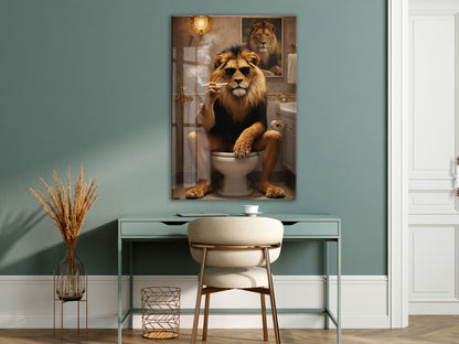 Cool Aslan Cam Tablo – Maskülen ve Eğlenceli Modern Duvar Sanatı- Peony086