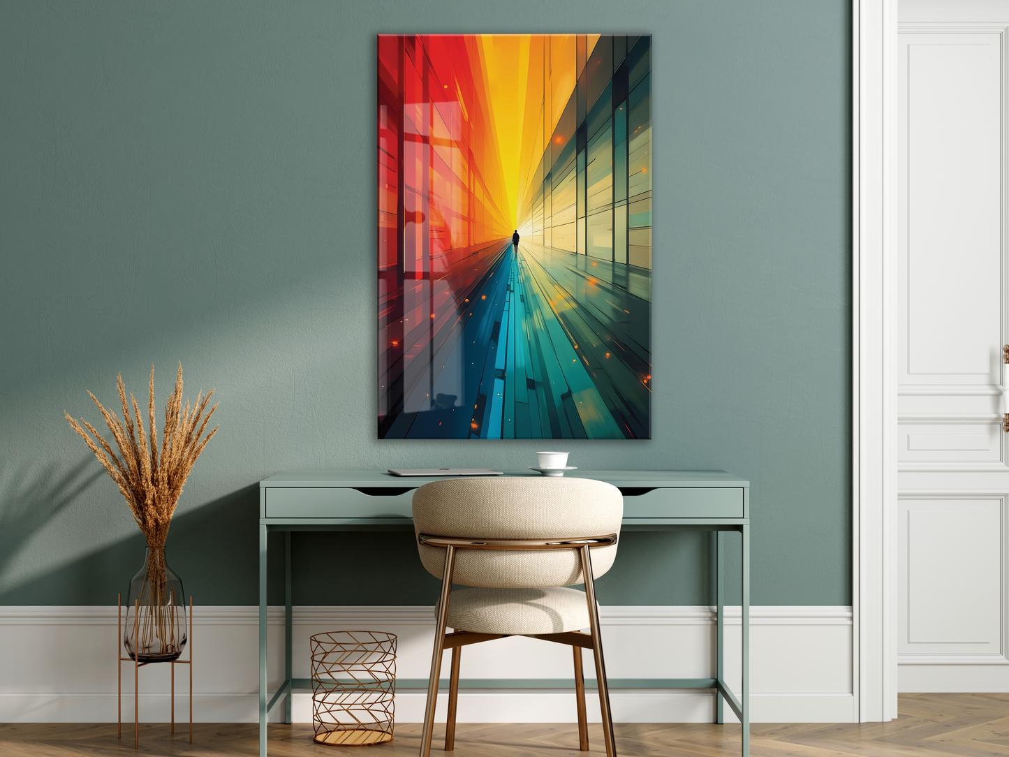 Işığa Doğru – Geleceğe Yürüyüşü Anlatan Modern Cam Tablo - Peony047