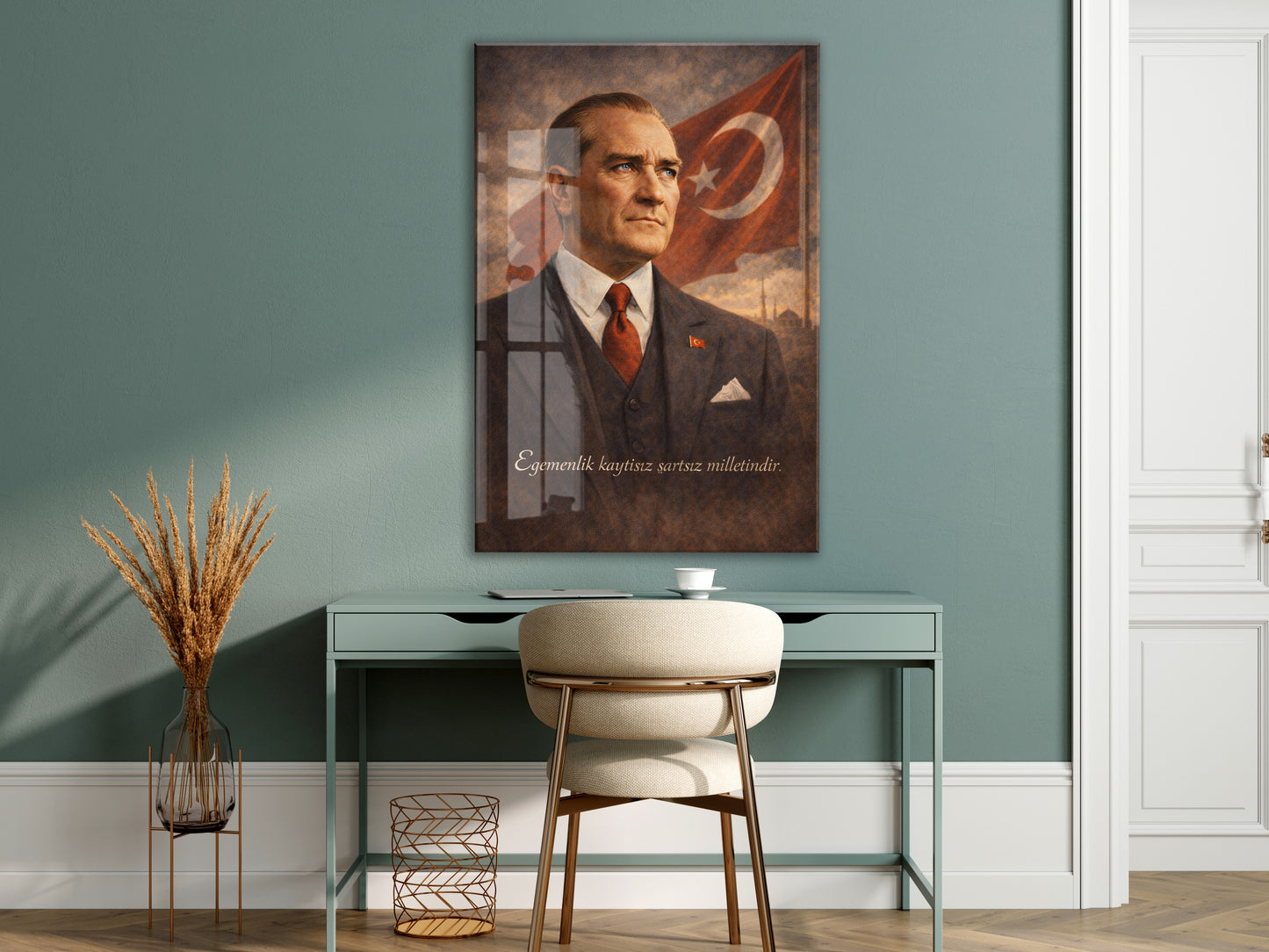 Mustafa Kemal Atatürk Cam Tablo- PeonyAta006