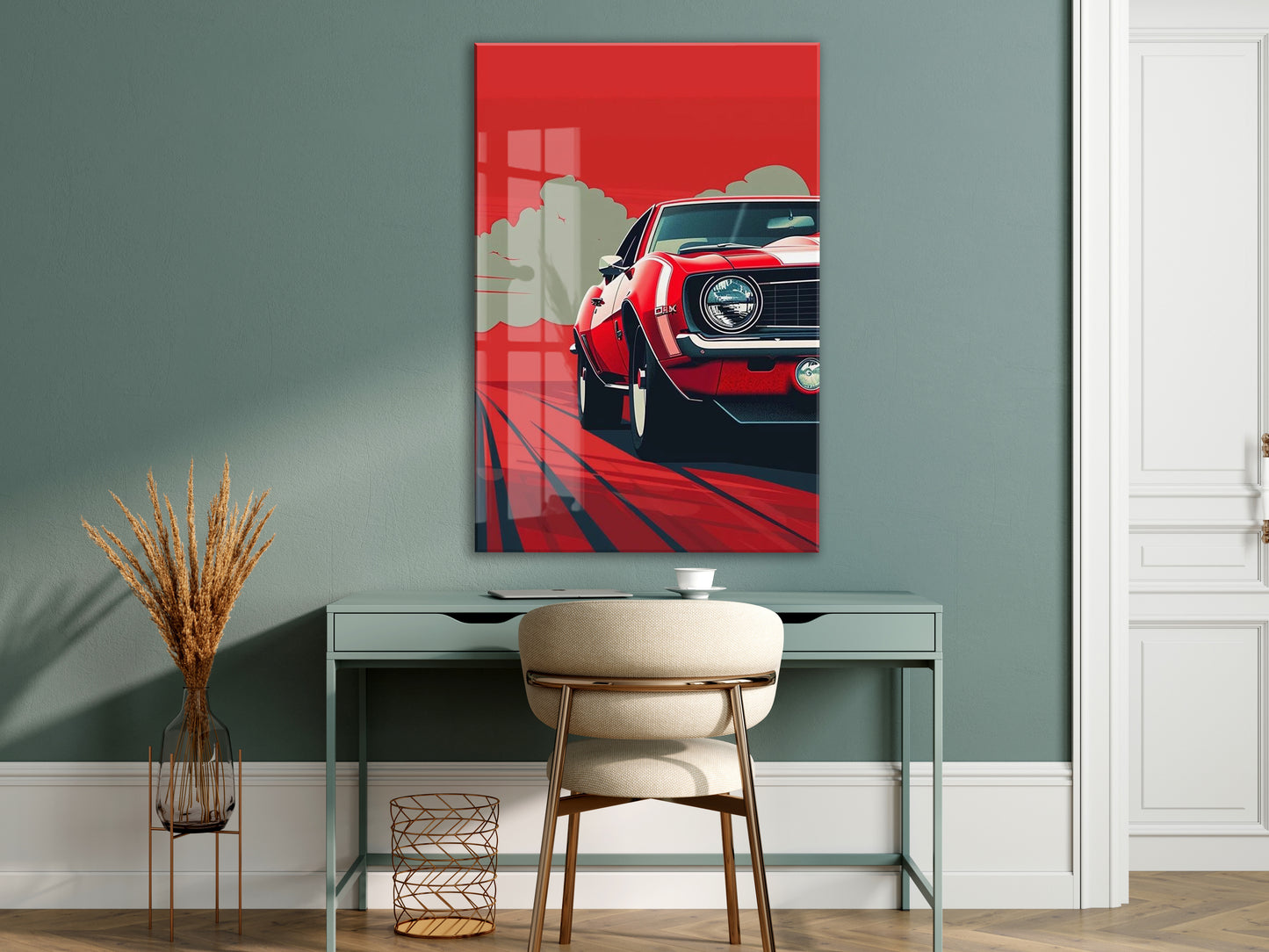 Klasik Amerikan Otomobili – Minimalist Pop Art  Cam Tablo- Peony140