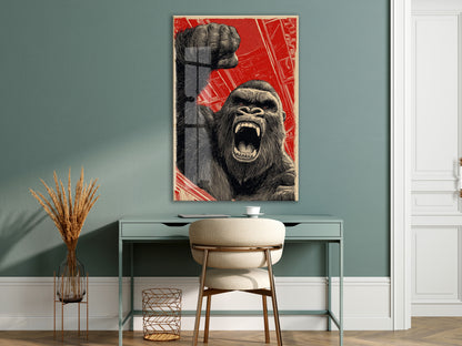 King Kong Cam Duvar Tablosu – Öfkeli Maymun Retro Tasarım- Peony132