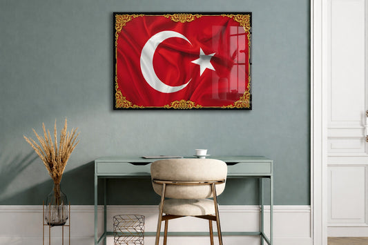 Türk Bayrağı Cam Tablo | 4 mm Temperli UV Baskılı Duvar Tablosu -PeonyAta1320