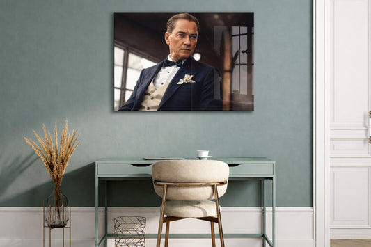 Modern Mustafa Kemal Atatürk Portre Cam Tablo | Premium UV Baskılı Temperli Cam -PeonyAta1323