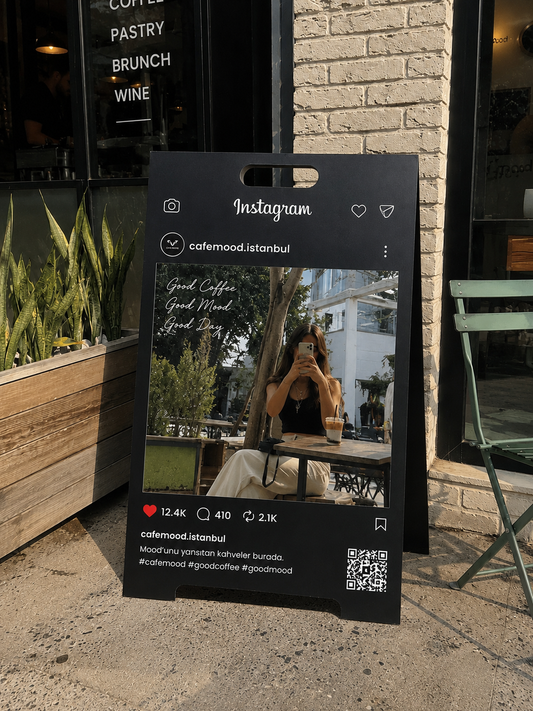 Instagram A Tabela - QR Kodlu Kişiye Özel İşletme Karşılama Tabelası