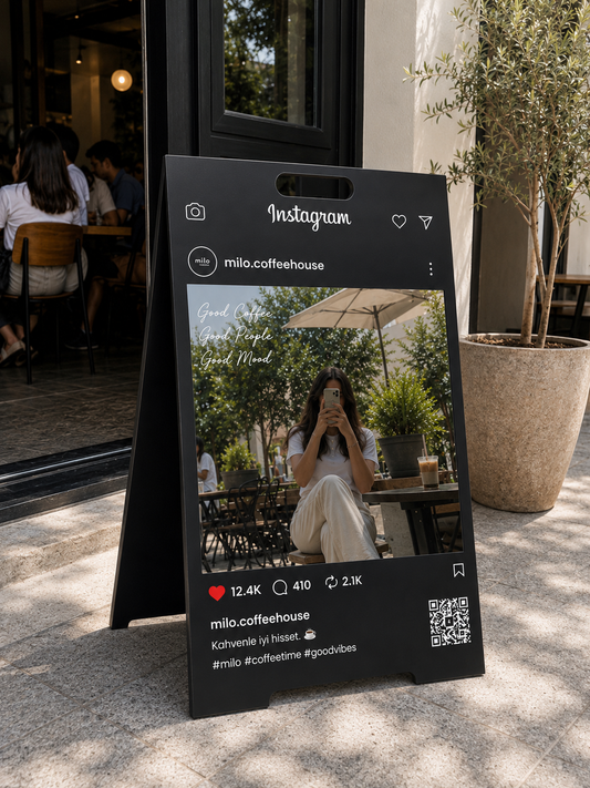 Instagram A Tabela - QR Kodlu Kişiye Özel İşletme Karşılama Tabelası
