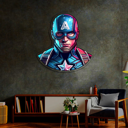 Captain America Neon Tablo | Süper Güç Temalı LED Duvar Dekoru