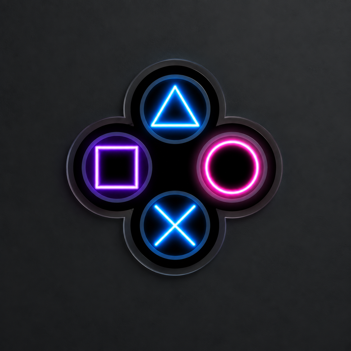 Gamer Neon Duvar Dekoru | RGB Oyun Konsolu Tuş Sembolleri LED Işıklı Pleksi Tablo | Oyun Odası Aydınlatması