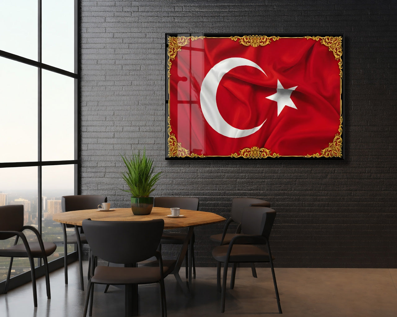 Türk Bayrağı Cam Tablo | 4 mm Temperli UV Baskılı Duvar Tablosu -PeonyAta1320